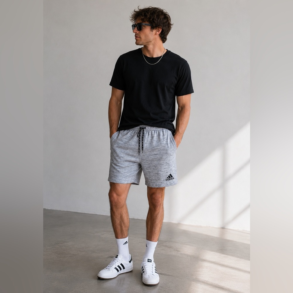 Adidas Gray Athletic Shorts Men’s Small Drawstring Pockets Casual